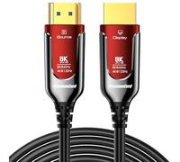 PREMIUMCORD 8K Cable de Fibra Óptica HDMI 2.1, Ultra Alta Velocidad 48 Gbit/s, 3D, EDID, eARC, HDR, Resolución 8K@60Hz 4320p, 4K@240Hz, Compatible con PS5, Xbox X, PC, TV, Chapado en Oro, Longitud 15m