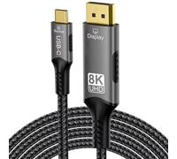 PremiumCord 8K Cable USB-C a DisplayPort 1.4, USB 3.2 Gen 2, Macho a Macho, Resolución 8K @ 60Hz, 4K @ 144Hz, Full HD 1080p, HDCP2.2, Color Negro, Longitud 2 m