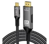 PremiumCord 8K Cable USB-C a HDMI 2.1, USB 3.2 Gen 2, Macho a Macho, Resolución 8K @ 60Hz, 4K @ 144Hz, Full HD 1080p, HDCP2.2, Color Negro, Longitud 2 m