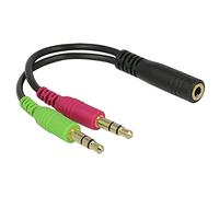 PremiumCord Adaptador de 4 Pines Hembra de 3,5 mm a 2 Conectores estéreo de 3,5 mm, Color Negro, Longitud de 30 cm