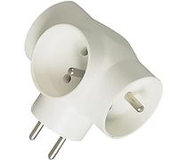 PremiumCord Adaptador de Corriente 230 V, 3 Salidas Redondas, Seguridad Infantil, Color Blanco