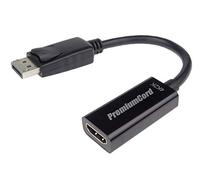 PremiumCord Adaptador de DisplayPort a HDMI, vídeo 4K @ 30Hz UHD 2160p, Full HD 1080p 60Hz, 3D, DisplayPort Macho a HDMI Hembra, Longitud: 20 cm, Color Negro