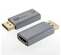 PremiumCord Adaptador HDMI 2.1 a DisplayPort 1.4, Hembra a Macho, UHD 8K@60Hz, 4K @144Hz, Full HD 1080p, 3D, Color Gris Espacial, Conectores Dorados