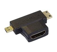 PremiumCord Adaptador HDMI a Mini HDMI y Micro HDMI Chapado en Oro, HDMI Hembra a Mini HDMI Macho y Micro HDMI Macho - para Full HD 1080p, 3D, Color Negro