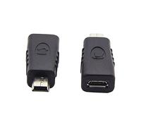 PremiumCord Adaptador Micro USB 2.0 a Mini USB 2.0 de 5 Pines Hembra a Macho, Color Negro