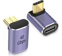 PremiumCord Adaptador USB 4, USB-C Macho a USB-C Hembra 90° M/F, Ultra Velocidad 40 Gbps, Conector USB Tipo C, Aluminio, Color Gris Espacial