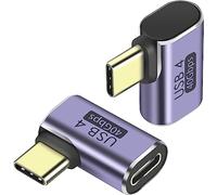 PremiumCord Adaptador USB 4, USB-C Macho a USB-C Hembra 90° M/F, Ultra Velocidad 40 Gbps, Conector USB Tipo C, Aluminio, Color Gris Espacial