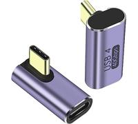 PremiumCord Adaptador USB 4, USB-C Macho a USB-C Hembra 90° M/F, Ultra Velocidad 40 Gbps, Conector USB Tipo C, Aluminio, Color Gris Espacial