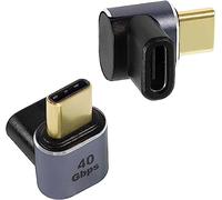 PremiumCord Adaptador USB 4, USB-C Macho a USB-C Hembra 90° M/F, Ultra Velocidad 40 Gbps, Conector USB Tipo C, Aluminio, Color Gris Espacial