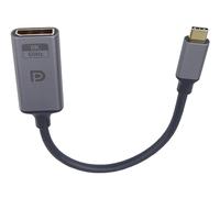 PremiumCord Adaptador USB-C A Displayport 8K M/F, DP 1.4, UHD 8K 4320p 60Hz, 4K 2160p 144Hz, HDR10, HDCP 2.2, 32.4 Gbps, Carcasa de Aluminio, Gris Espacial, 20cm