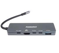 PREMIUMCORD Base USB-C con HDMI 4K, 2x USB Tipo C, Tipo A y PD 100 W, Resolución 4K 2160p 60 Hz, SuperSpeed+ 3.2 Gen2 10Gbit/s, para PC, Portátiles, Teclados, Ratones y SSD, Carcasa de Aluminio, 20 cm