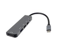 PremiumCord Base USB-C con HDMI 4K, USB 3.0, 2X USB 2.0 y PD 5A/20V, resolución UHD 4K 2160p 30Hz, Full HD 1080p, USB 3.2 Tipo C, carcasa de aluminio, longitud 20 cm
