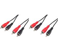 PremiumCord Cable 2X RCA a 2X RCA, Macho a Macho, Cable de Conexión Audio Vídeo, Estéreo, para TV, Móviles, MP3, HiFi, Color Negro, 3m (Paquete de 2)