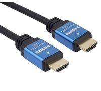 PremiumCord Cable 4K Alta Velocidad HDMI 2.0B M/M, 18Gbps con Ethernet, Compatible con Vídeo 4K@60Hz, Deep Color, 3D, ARC, HDR, Dolby TrueHD, Conectores Chapados en Oro, Negro/Azul, 2 m