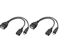 PremiumCord Cable Adaptador OTG, USB a Micro USB, Negro, 14 cm (Paquete de 2)