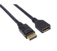 PremiumCord Cable alargador DisplayPort M/F 3 m, hasta 10,8 Gbps, Compatible con vídeo Full HD 1080p, HDCP, Color Negro