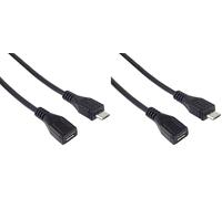 PremiumCord Cable Alargador Micro USB de 5m, Cable de Datos de Alta Velocidad hasta 480Mbit/s, Cable de Carga, Micro USB 2.0 Hembra A Macho, 5 Pines, 2X Blindados, Color Negro, Longitud 5m