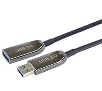 PremiumCord Cable Alargador Óptico USB 3.2 de 20m (AOC), Cable de Fibra Óptica USB Tipo A, Cable de Datos Superspeed Hasta 5 Gbit/s, Cable de Carga, USB 3.2 Gen 1, 9 Pines, Color Negro, Longitud 20m