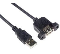 PremiumCord Cable alargador USB 2.0 con conexión roscada, Color Negro, 2 m