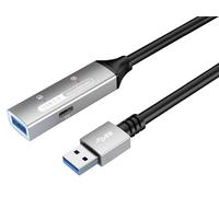 PremiumCord Cable Alargador USB Activo con Repetidor 10m, USB A Hembra a Macho, USB 3.2 Gen 1 Super Speed 5 Gbit/s, 2x Blindados, AWG20/28, Carcasa de Aluminio, Color Negro, Longitud 10m