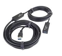 PremiumCord Cable Alargador USB Activo con Repetidor 10m, USB a Hembra a A Macho, Cable USB 3.2 Super Speed, 2X Blindados, AWG20/28, Color Negro, Longitud 10m