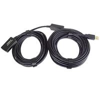 PremiumCord Cable Alargador USB Activo con Repetidor 15m, USB a Hembra a A Macho, Cable USB 2.0 de Alta Velocidad, 2X Blindados, AWG20/28, Color Negro, Longitud 15m