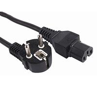 PremiumCord Cable de alimentación 230 V 2 m, con protección de Contacto acodado a Enchufe C15, IEC 320, PC de 3 Pines, Color Negro