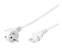 PremiumCord Cable de Alimentación de 230 V, 0,5 m, con Contacto de Puesta A Tierra En Ángulo A Conector Hembra C13, IEC 320, Cable de Alimentación para PC de 3 Pines, Color Blanco
