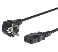 PremiumCord Cable de Alimentación de 230 V, 1 m, con Contacto de Tierra En Ángulo A Enchufe C13, IEC 320, Cable de Alimentación para PC de 3 Pines, Color Negro