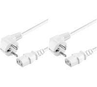 PremiumCord Cable de Alimentación de 230 V, 2 m, con Contacto de Puesta A Tierra En Ángulo A Enchufe C13, IEC 320, Cable de Alimentación para PC de 3 Pines, Color Blanco (Paquete de 2)