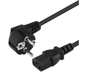PremiumCord Cable de Alimentación de 230 V, 3 m, con Contacto de Puesta A Tierra En Ángulo A Enchufe C13, IEC 320, Cable de Alimentación para PC de 3 Pines, Color Negro