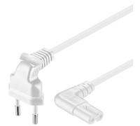 PremiumCord Cable de Alimentación de 230V 0,75m, para PC/Monitor/TV/UPS, Cable de Alimentación con Enchufe Europeo a Toma Doble Europea C7 de 2 Pines, IEC 320, Angular, Blanco
