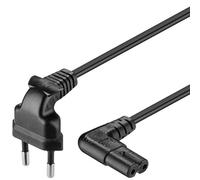 PremiumCord Cable de Alimentación de 230V 0,75m, para PC/Monitor/TV/UPS, Cable de Alimentación con Enchufe Europeo a Toma Doble Europea C7 de 2 Pines, IEC 320, Angular, Negro
