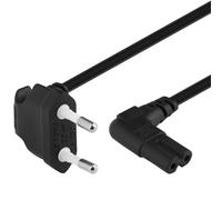 PremiumCord Cable de Alimentación de 230V 1m, para PC/Monitor/TV/UPS, Cable de Alimentación con Enchufe Europeo a Toma Doble Europea C7 de 2 Pines, IEC 320, Angular, Negro