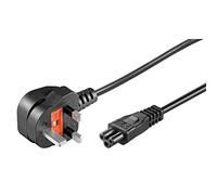 PremiumCord Cable de Alimentación de 230V, 2m, con Enchufe de Ángulo Británico A Conector Hembra C5, IEC 320, Cable de Alimentación para PC de 3 Pines, Color Negro