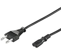PremiumCord Cable de Alimentación de 230V 2m, para PC/Monitor/TV/UPS, Cable de Alimentación con Enchufe Europeo a Toma Doble Europea C7 de 2 Pines, IEC 320, Recto, Negro