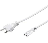 PremiumCord Cable de Alimentación de 230V 2m, para PC/Monitor/TV/UPS, Cable de Alimentación con Enchufe Europeo a Toma Doble Europea C7 de 2 Pines, IEC 320, Recto, Blanco