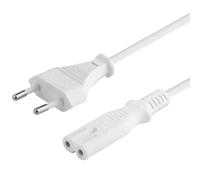 PremiumCord Cable de Alimentación de 230 V, 3 m, con Enchufe Europeo A Enchufe Europeo Doble C7 de 2 Pines, IEC 320, Recto, Color Blanco