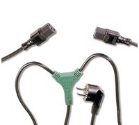 PremiumCord Cable de Alimentación en Y para PC 230 V, 2 Conectores en ángulo C13, 3 pines, Color Negro, Longitud 1,2m + 0,5/0,3m