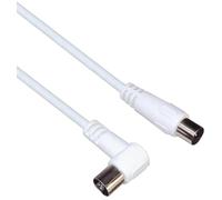PremiumCord Cable de Antena Coaxial TV 15m, 75 Ohm, Iec Macho A Hembra 90°, Apantallado - Para DVB-C, DVB-T/T2, 4K UHD 2160p, Full HD 1080p 3D, Color Blanco