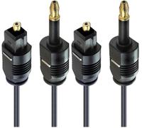 PremiumCord Cable de audio óptico mini Toslink de 3,5 mm a Toslink, 1 m, macho a macho, cable digital para sistema estéreo HiFi Soundbar TV, audio HQ, chapado en oro, color negro de 1 m (Paquete de 2)