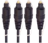 PremiumCord Cable de Audio Óptico Toslink 1,5m, Toslink Macho A Macho, Cable Digital para Sistema Estéreo HiFi Sounbar TV, HQ Audio, Chapado En Oro, Color Negro (Paquete de 2)