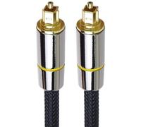 PremiumCord Cable de Audio Óptico Toslink de 0,5 m, Diámetro Exterior: 7 mm, Conector Toslink, Cable Digital Para Sistema Estéreo Hifi Soundable TV, HQ Audio, Metal + Nailon, Color Negro, Dorado