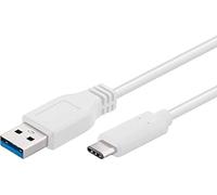 PremiumCord Cable de Conexión USB 3.2 Gen 1, Cable de Datos Superspeed hasta 5Gbit/s, Cable de Carga hasta 2A, Potencia 40W, USB Tipo A Macho a USB Tipo C Macho, Color Blanco, Longitud 0,5m