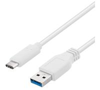 PremiumCord Cable de Conexión USB 3.2 Gen 1, Cable de Datos Superspeed hasta 5Gbit/s, Cable de Carga hasta 2A, Potencia 40W, USB Tipo A Macho a USB Tipo C Macho, Color Blanco, Longitud 1m