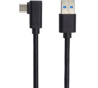 PremiumCord Cable de Conexión USB 3.2 Gen 1, Cable de Datos Superspeed Hasta 5Gbit/s, Cable de Carga Hasta 2A, Potencia 40W, USB Tipo A Macho a USB Tipo C Macho Curvado 90°, Color Negro, Longitud 2m