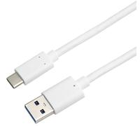 PremiumCord Cable de Conexión USB 3.2 Gen 2, Cable de Datos Superspeed hasta 10Gbit/s, Cable de Carga hasta 3A, Potencia 60W, USB Tipo A Macho a USB Tipo C Macho, Color Blanco, Longitud 0,5m