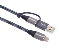 PremiumCord Cable de Conexión USB-C 3.2 Gen 2x2, Cable de Datos Superspeed Hasta 20Gbit/s, Cable de Carga Hasta 5A, Potencia 100W, PD 3.0 / QC 4.0, USB 3.2 Generation 2x2 Tipo C + Tipo A, Negro, 2m