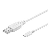 PremiumCord Cable de Conexión USB - Micro USB 1m, Macho a Macho, Cable de Datos de Alta Velocidad 480Mbit/s, 5 Pines, 2X Blindados, AWG28, Color Blanco, 1m