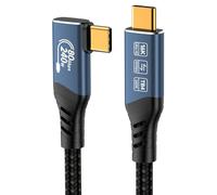 PremiumCord Cable de Conexión USB4™ Versión 2, Thunderbolt 4, 16K a 60 Hz, Cable de Datos Ultraspeed de hasta 80 Gbps, E-Marker, USB Tipo C Curvo, Carga Rápida de hasta 240 W, Azul, Longitud 0,8m